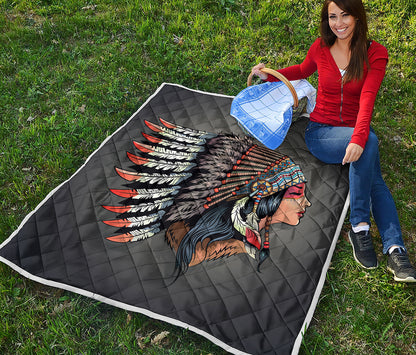 Native American Indian Girl Print Quilt