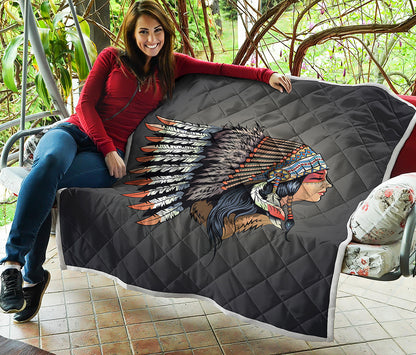 Native American Indian Girl Print Quilt
