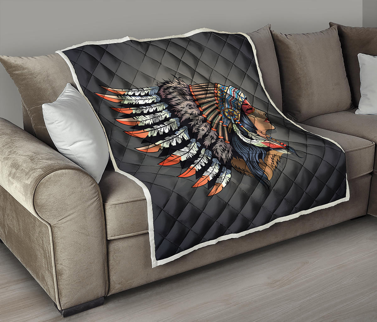 Native American Indian Girl Print Quilt