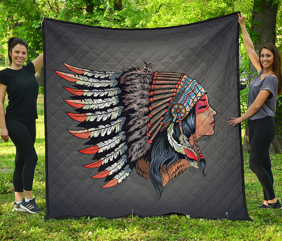 Native American Indian Girl Print Quilt