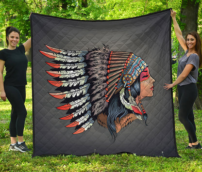 Native American Indian Girl Print Quilt