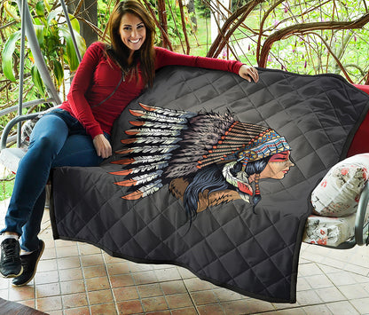 Native American Indian Girl Print Quilt
