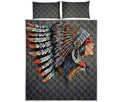 Native American Indian Girl Print Quilt Bed Set