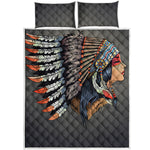 Native American Indian Girl Print Quilt Bed Set