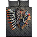 Native American Indian Girl Print Quilt Bed Set