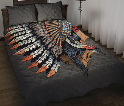 Native American Indian Girl Print Quilt Bed Set