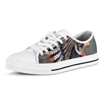 Native American Indian Girl Print White Low Top Shoes