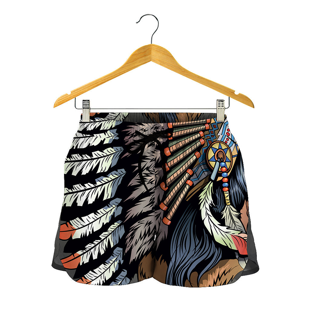 Native American Indian Girl Print Women's Shorts