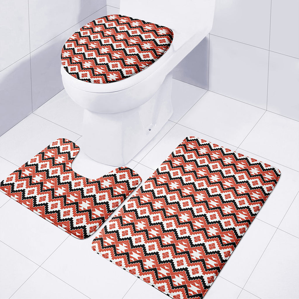 Native American Indian Pattern Print 3 Piece Bath Mat Set