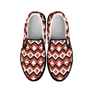 Native American Indian Pattern Print Black Slip On Shoes