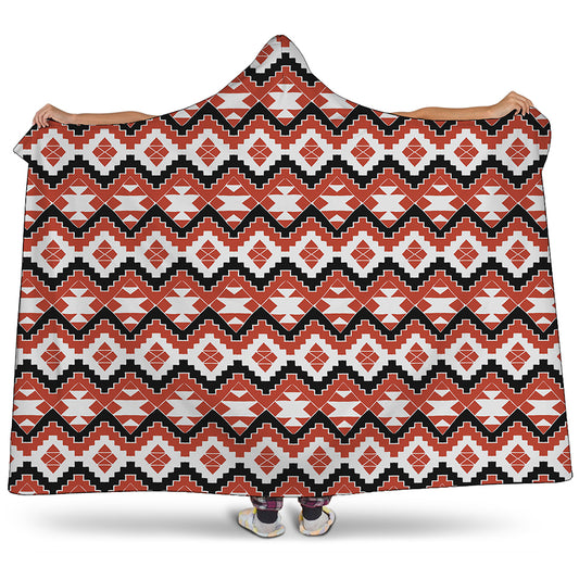 Native American Indian Pattern Print Hooded Blanket