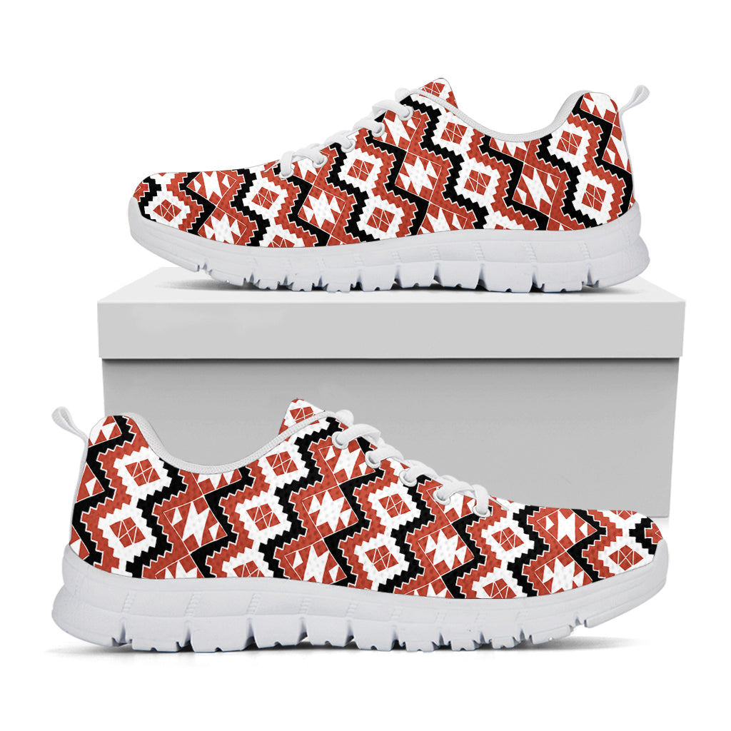 Native American Indian Pattern Print White Sneakers