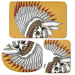 Native American Indian Skull Print 3 Piece Bath Mat Set