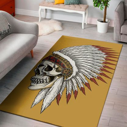 Native American Indian Skull Print Area Rug