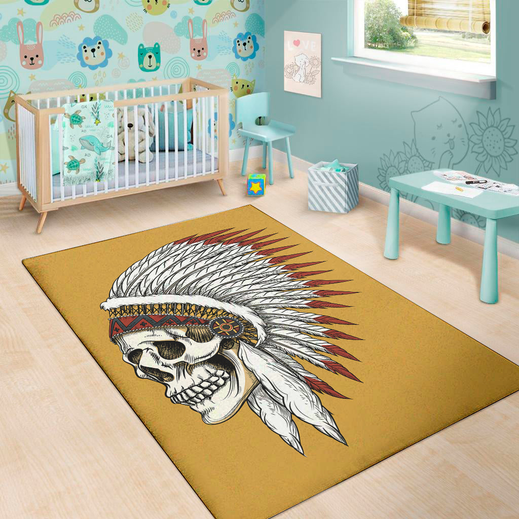 Native American Indian Skull Print Area Rug