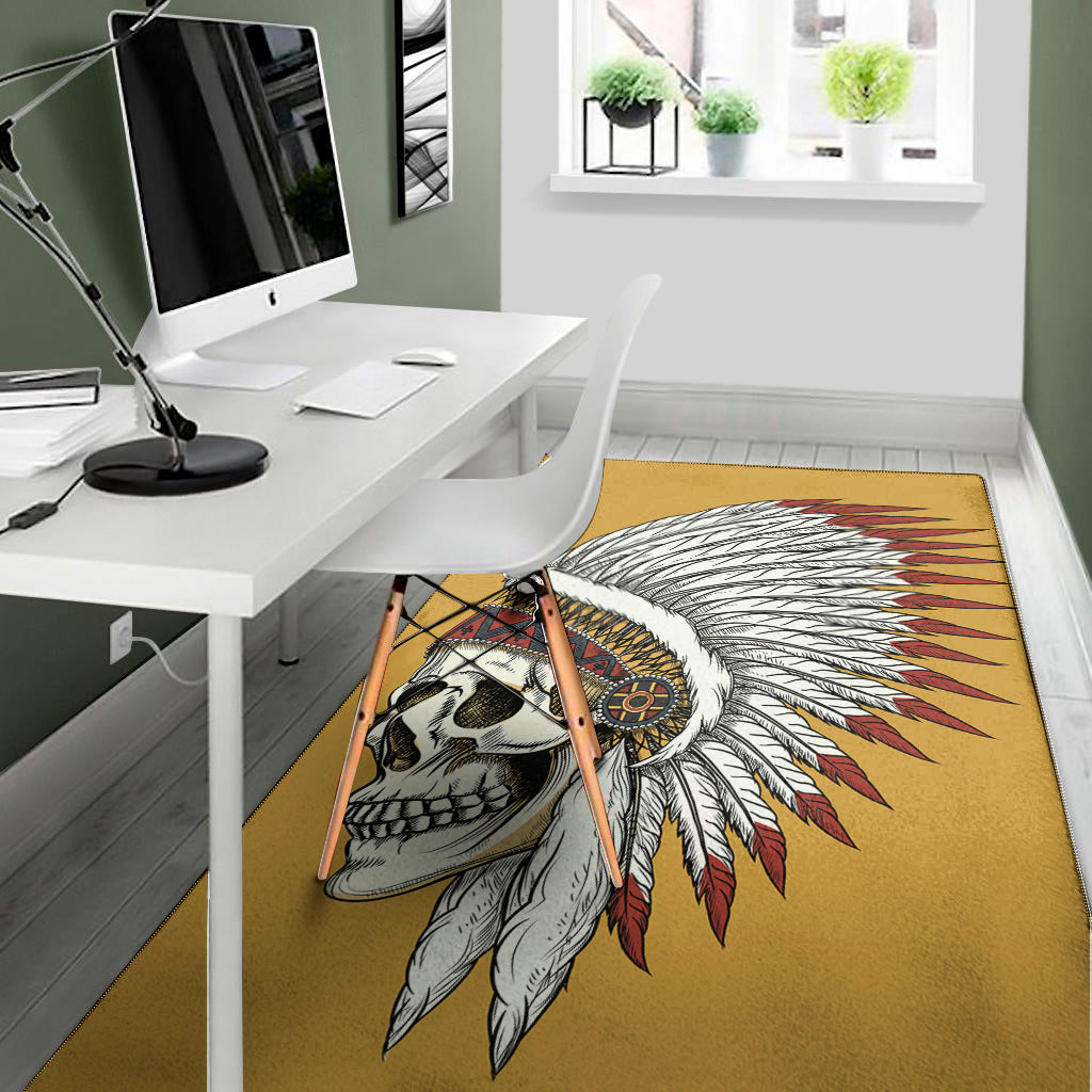Native American Indian Skull Print Area Rug