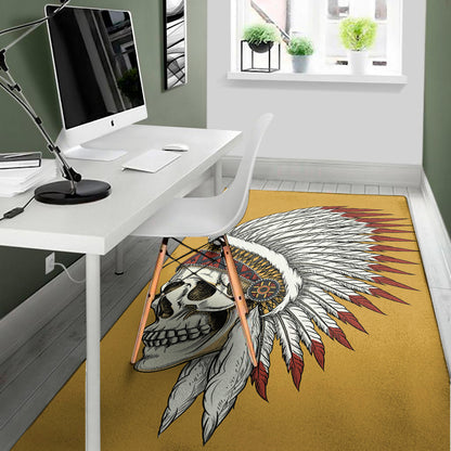 Native American Indian Skull Print Area Rug