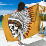 Native American Indian Skull Print Beach Sarong Wrap