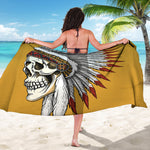 Native American Indian Skull Print Beach Sarong Wrap