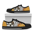 Native American Indian Skull Print Black Low Top Sneakers