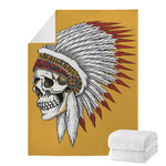 Native American Indian Skull Print Blanket