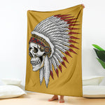 Native American Indian Skull Print Blanket