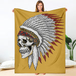 Native American Indian Skull Print Blanket