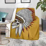 Native American Indian Skull Print Blanket