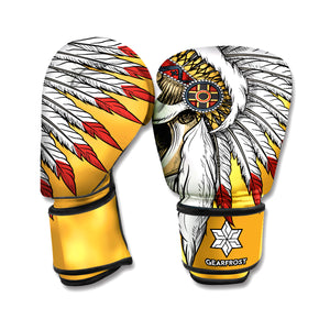 Native American Indian Skull Print Boxing Gloves