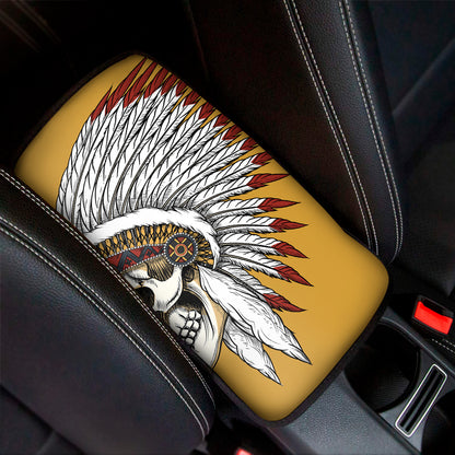 Native American Indian Skull Print Car Center Console Cover