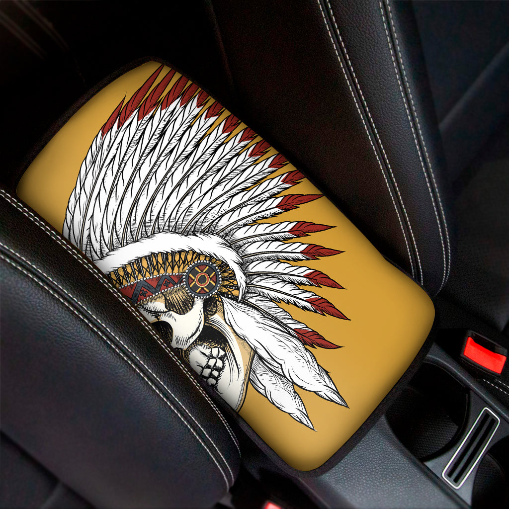 Native American Indian Skull Print Car Center Console Cover