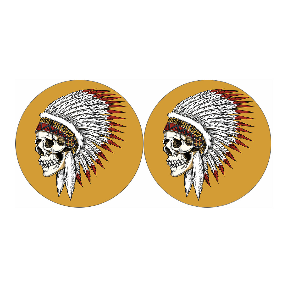 Native American Indian Skull Print Car Coasters