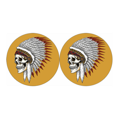 Native American Indian Skull Print Car Coasters