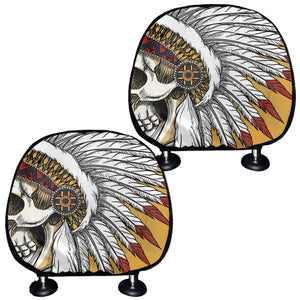 Native American Indian Skull Print Car Headrest Covers