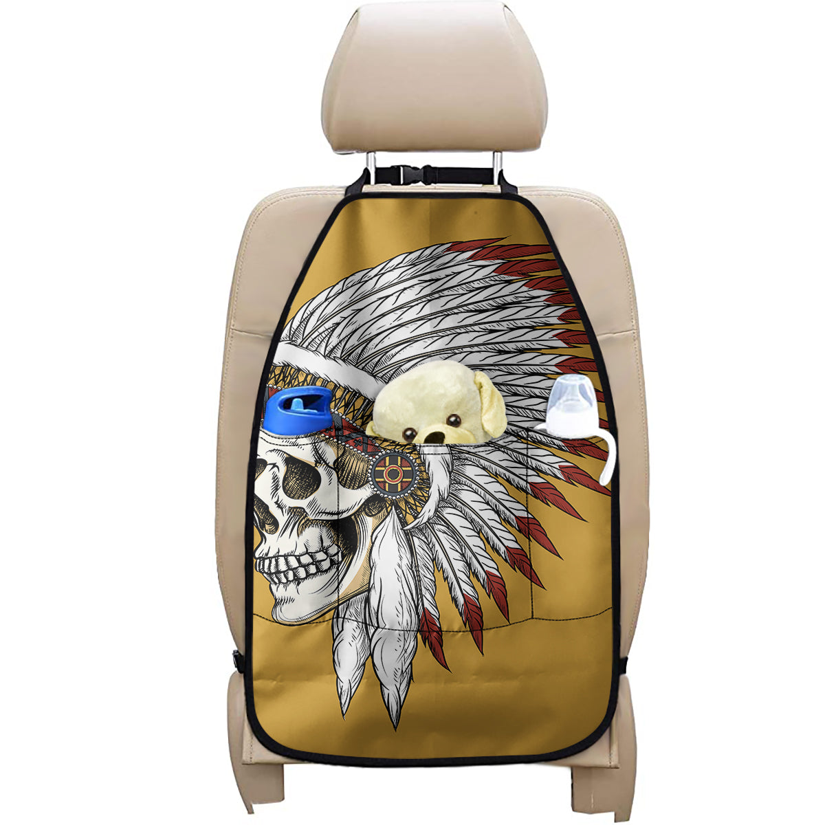 Native American Indian Skull Print Car Seat Organizers