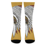 Native American Indian Skull Print Crew Socks