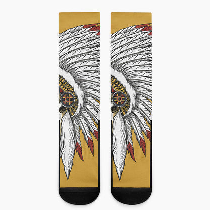 Native American Indian Skull Print Crew Socks