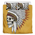 Native American Indian Skull Print Duvet Cover Bedding Set