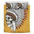 Native American Indian Skull Print Duvet Cover Bedding Set