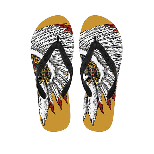 Native American Indian Skull Print Flip Flops