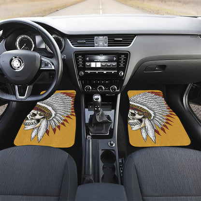 Native American Indian Skull Print Front and Back Car Floor Mats
