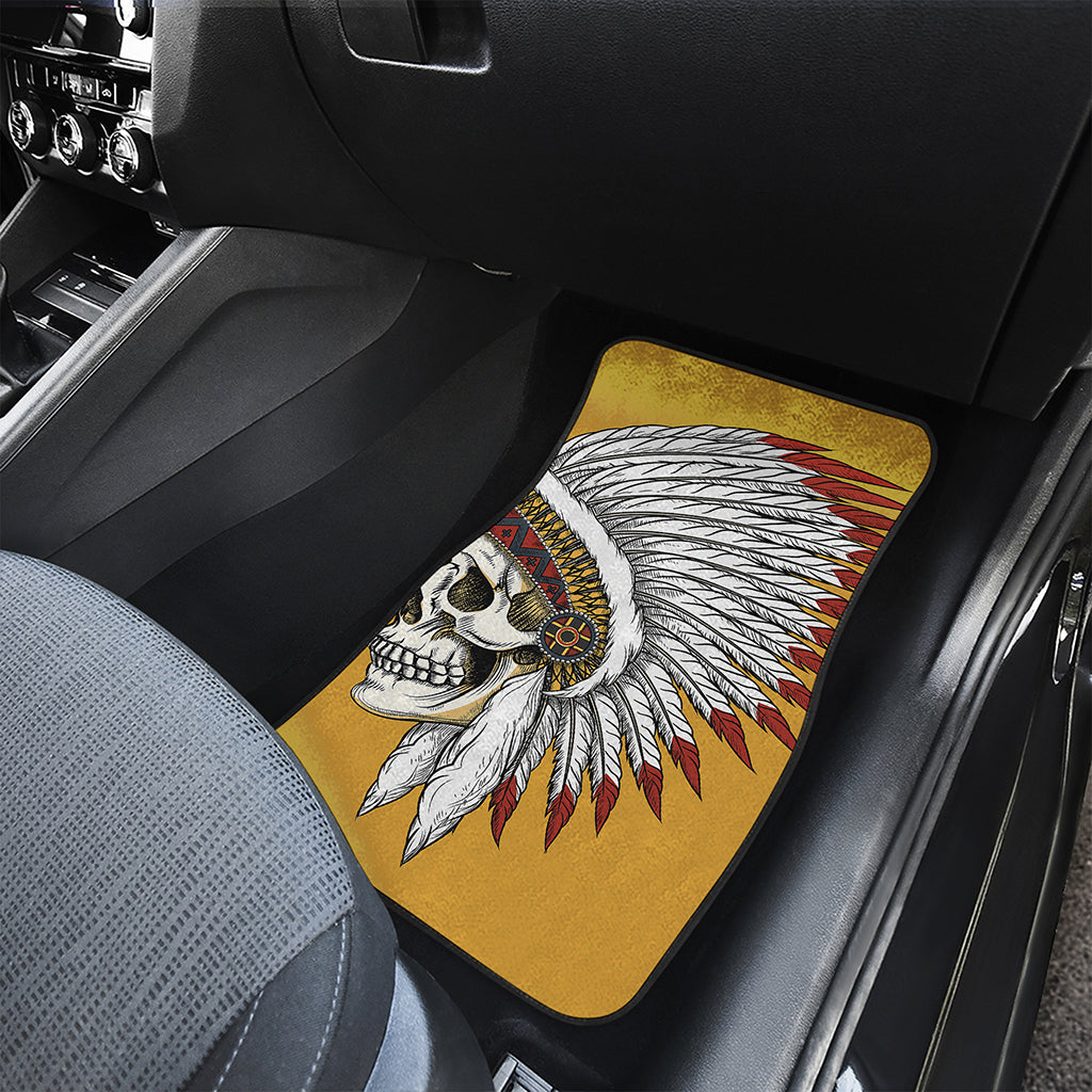 Native American Indian Skull Print Front and Back Car Floor Mats
