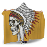 Native American Indian Skull Print Hooded Blanket