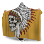 Native American Indian Skull Print Hooded Blanket