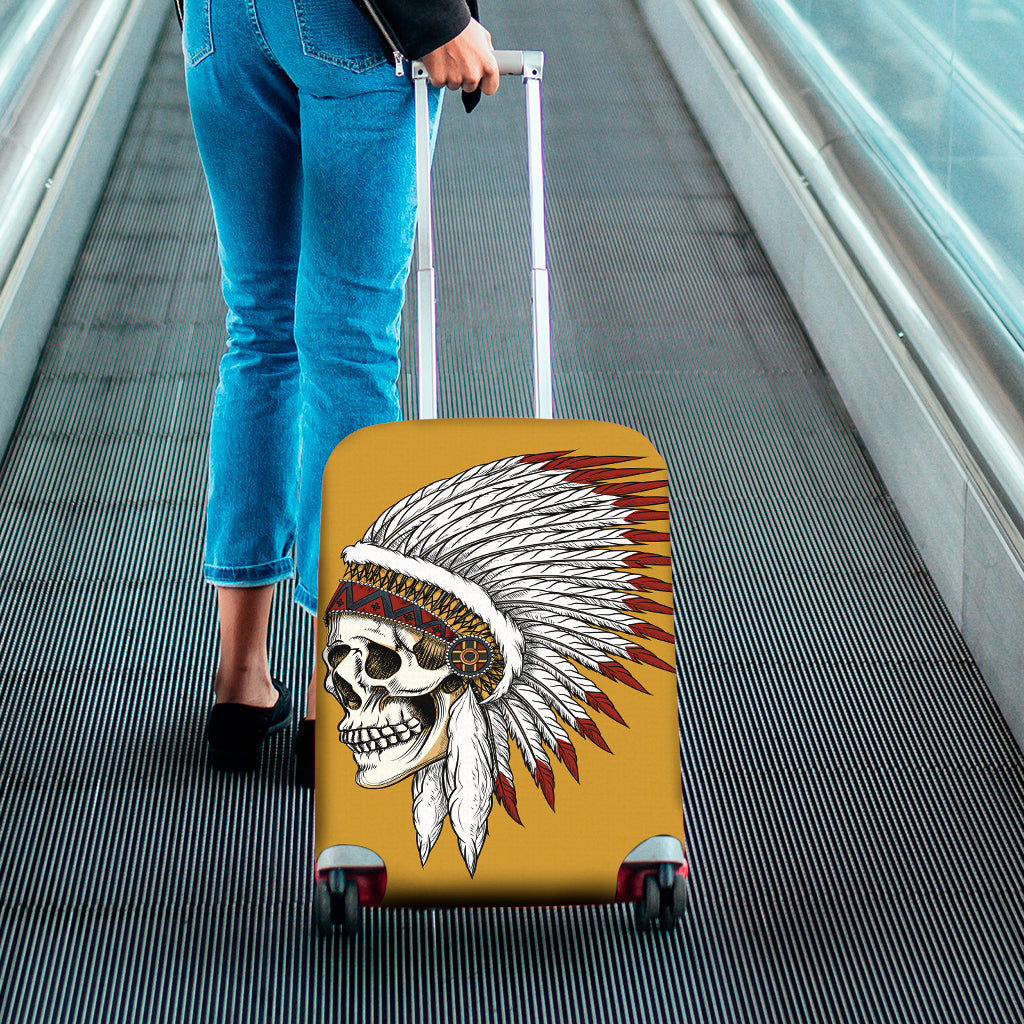 Native American Indian Skull Print Luggage Cover