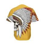 Native American Indian Skull Print Men's Baseball Jersey