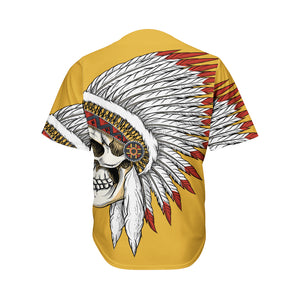 Native American Indian Skull Print Men's Baseball Jersey