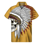 Native American Indian Skull Print Men's Short Sleeve Shirt