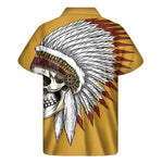 Native American Indian Skull Print Men's Short Sleeve Shirt