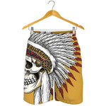 Native American Indian Skull Print Men's Shorts